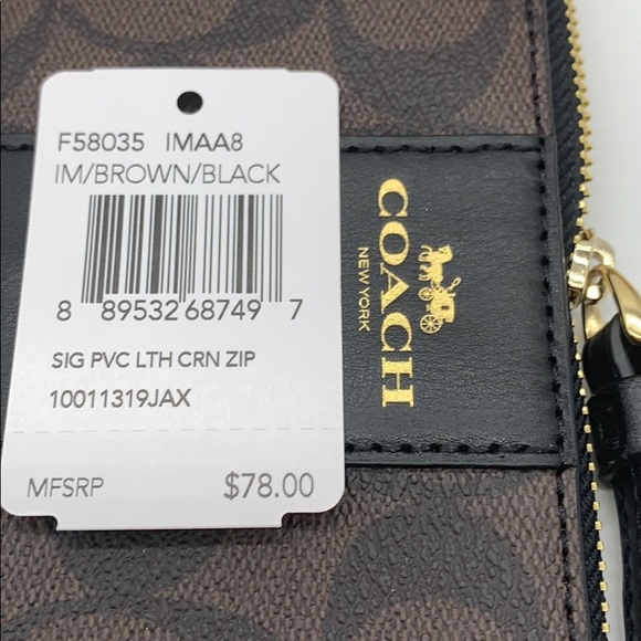 COACH Corner Zip Wristlet In Signature Canvas - Picture 8 of 8